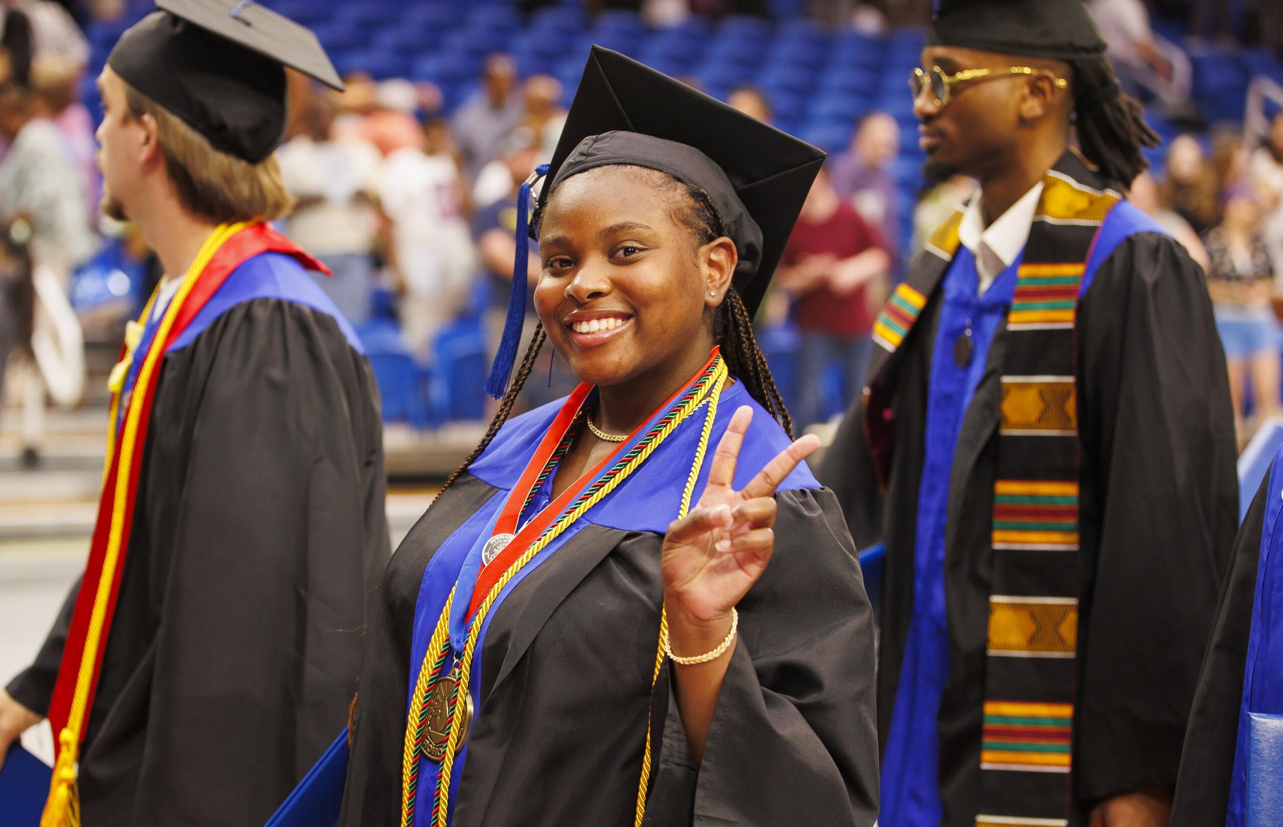 students at commencement